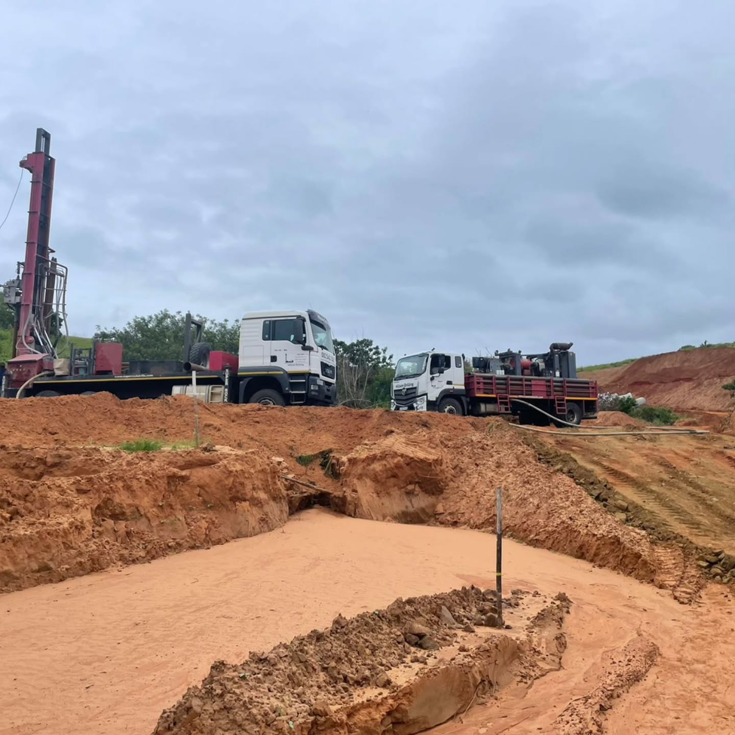 Drilling on the coast of KZN can be a challenge! Penetrating through the sand is a messy affair. This hole was completed at 150m depth.
