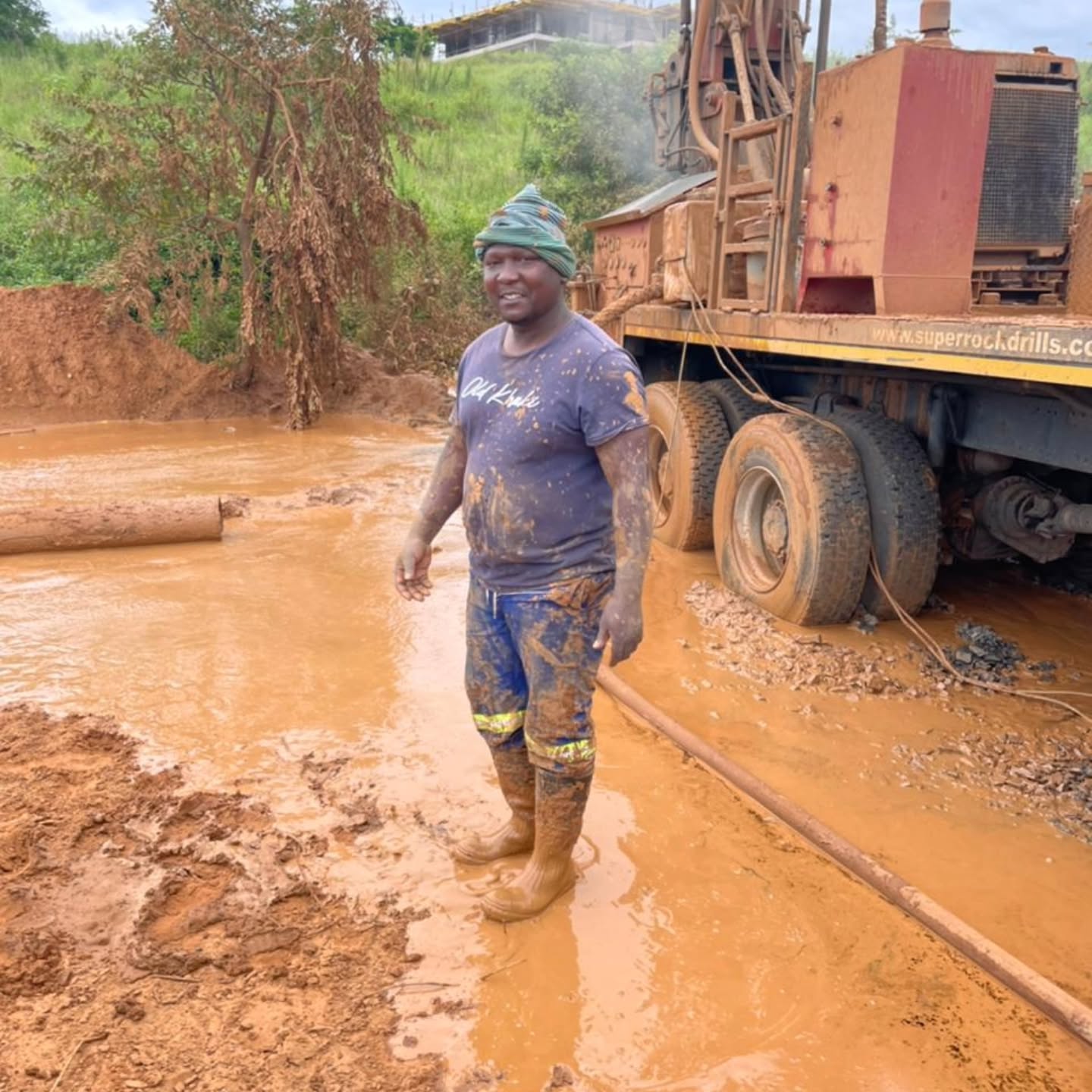 Drilling on the coast of KZN can be a challenge! Penetrating through the sand is a messy affair. This hole was completed at 150m depth.